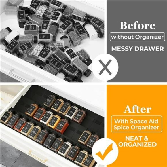 Spice Drawer Organizer 36pcs Interlocking Expandable Seasoning Rack Tray Insert - Picture 5 of 7